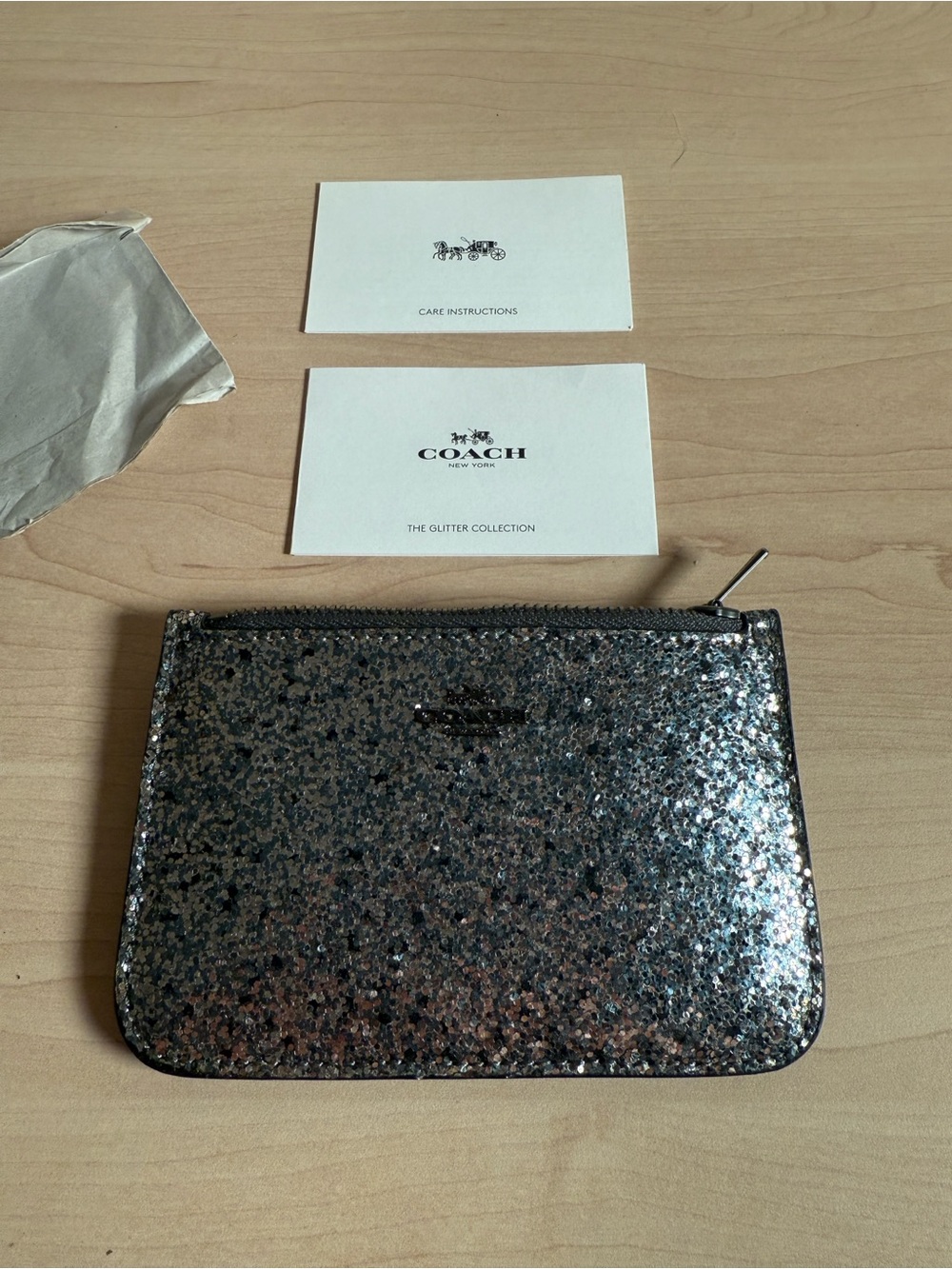 COACH Glitter Silver/Black Wallet NWT